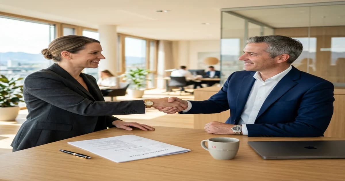 Dos personas mirando documentos de solicitud de empleo