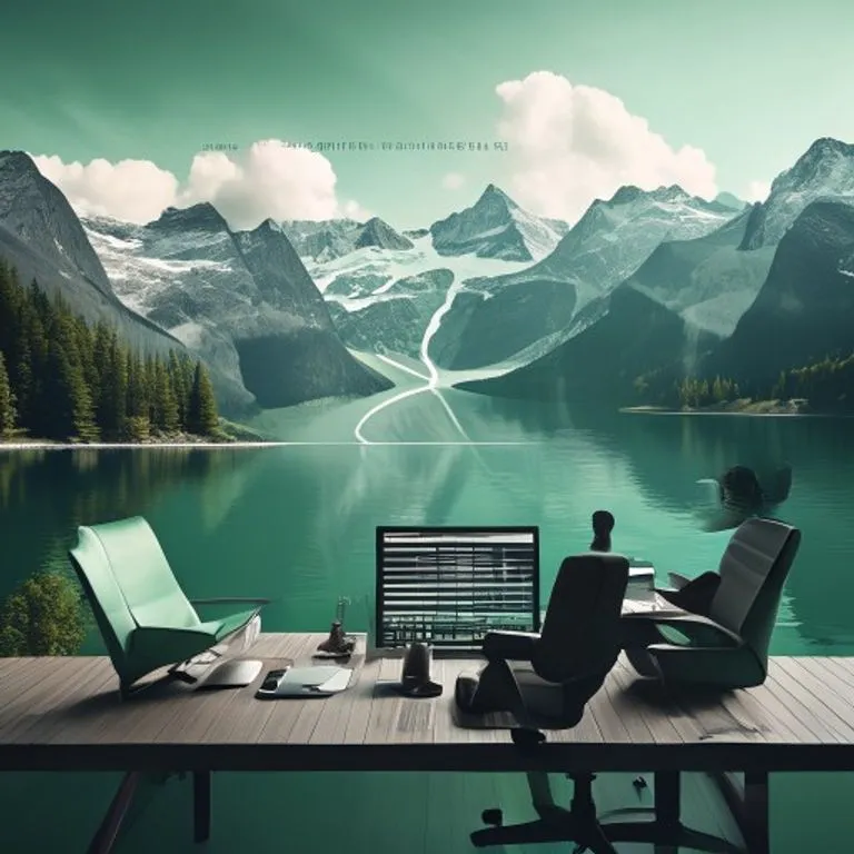 Escena tranquila en un lago de montaña suizo, que simboliza la relajación y el equilibrio entre la vida personal y laboral.